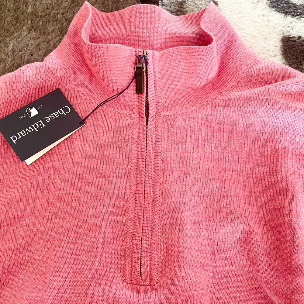 Chase Edward Italian Merino Wool Men’s Quarter Zip Sweater, NWT - Picture 8 of 8